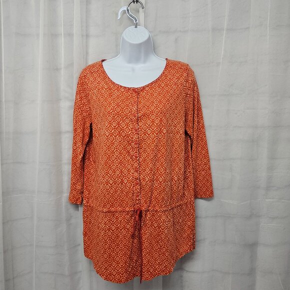 Lauren Ralph Lauren Tops - Lauren Ralph Lauren Orange Geometric Peasant Blouse Boho Prairie L